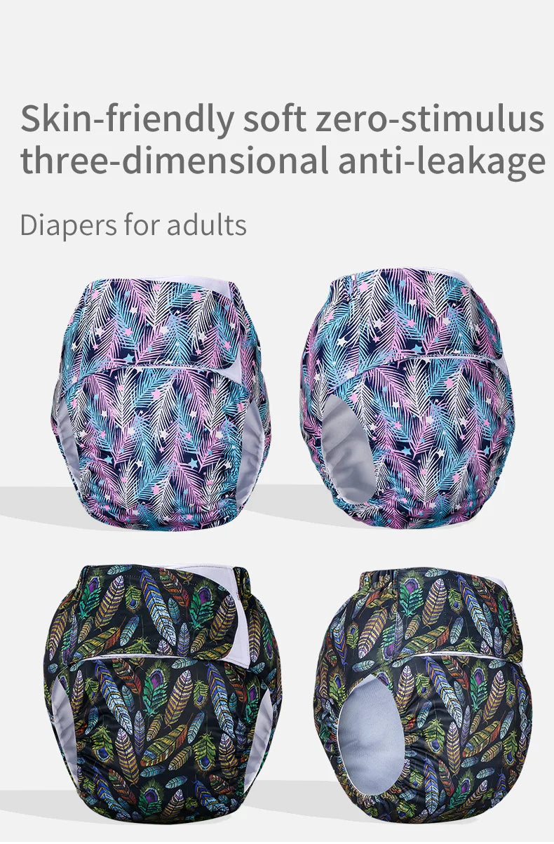 BIAI 2pcs Adult Cloth Diapers Reusable Incontinence in Adult Cloth Nappies Washable Diaper Pants for Adults Teenage