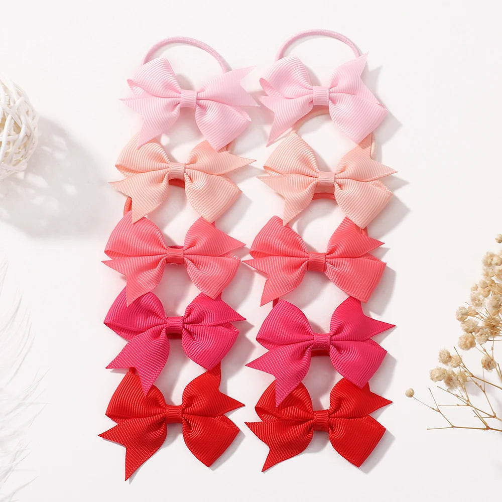 Bowknot Hairband For Girls 2.6 Inch Elastic Satin Headband 10 Pcs Lot Bulk Pack