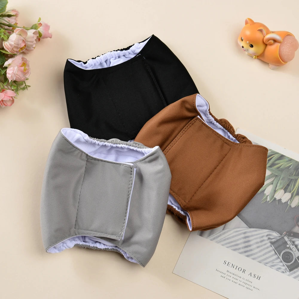3pcs Dog Diapers Male Reusable Physiological Pants for Small Medium Dogs Anti-Side Breathable Puppy Cloth Nappies Pet Shorts