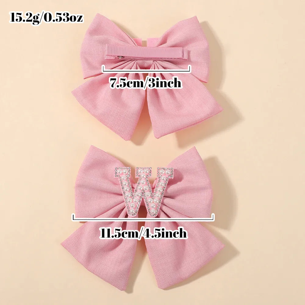 1Pc Solid Color 26 English Letters Hair Bows Clips for Girls Cotton Hairgrips Headwear Baby Hair Accessories Hair Clips Gift