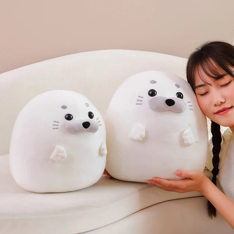 New Adorbale Furry Plush Seal Plush Toy Stuffed Down Cotton Fat Round Animal Sea Lion Doll Sleep Pillow Cushion Kawaii Gifts