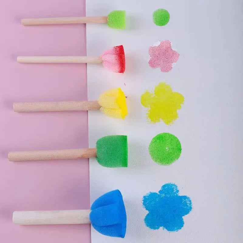 5Pcs/set Painting Sponge Brush Mini Colorful DIY Sponge Painting Tools for Kids Arts and Crafts