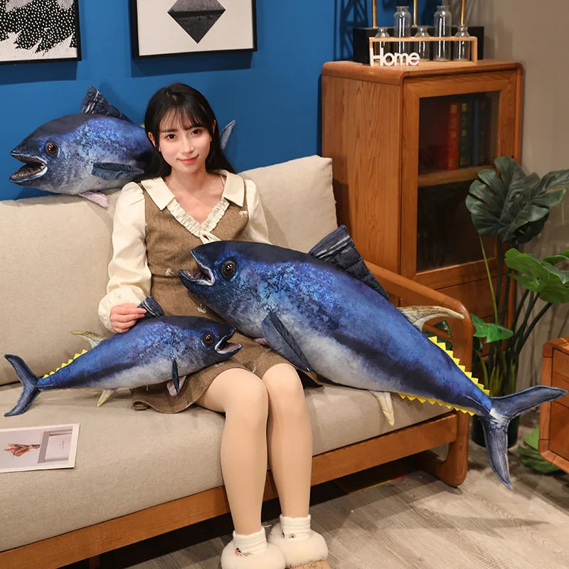 Hot Wholesale Stuffed Fish Throw Pillow 55/75/95cm 3d Simulation Tuna Plush Toys Creative Sofa Pillow Cushion Gift Kids Toy