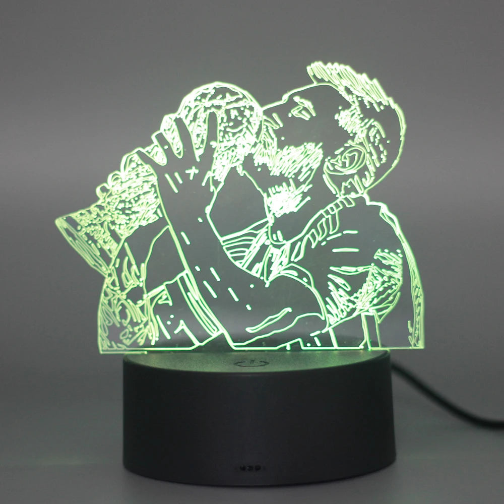 3D Illusion Night Light Messi 7 Color/16 Color Gradient Touch Switch LED Night Light Table Lamp (Crackle White)