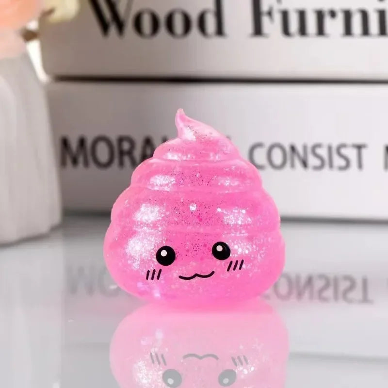 Novelty Squishy Poo Stress Ball Squishies Toys Glitter Funny Stretch Squeeze Fidget Toys for Kids Adults Party Prank Gift