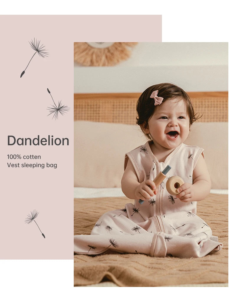 0-24 Months Baby Sleeping Bag Summer Thin Layer Sleep Sacks 0.5Tog One-Piece Sleepwear Beige Wheat Printed Anti-Kick Blanket