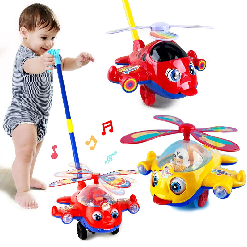 Baby Walker Toy Hand Push Toddler Toy Plane Car Toys Push Along Walking Toy for Kids Children Boys Girls Outdoor