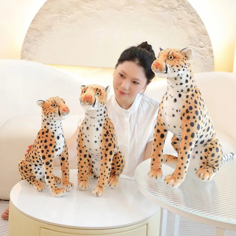 Hot Lifelike Plush Leopard Cheetah Toy Full Stuffed Forest Animal Peluche Doll Room Decor Christmas Holiday Gifts For Boys