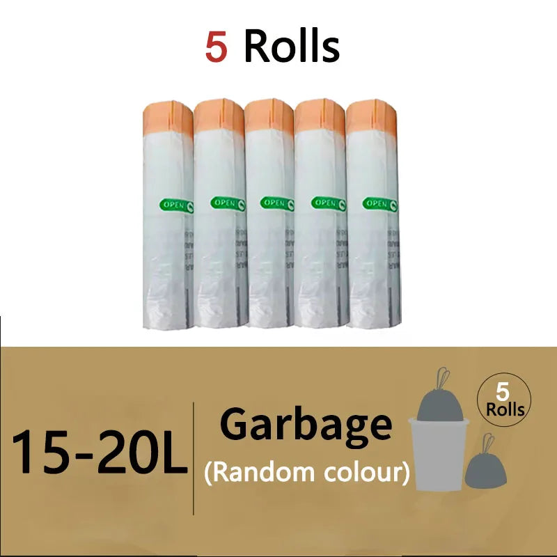 Smart Trash Drawstring Garbage Bags 5 Rolls Large Capacity 20L 30L 60L Thickened Odorless Trash Pouch Model XL