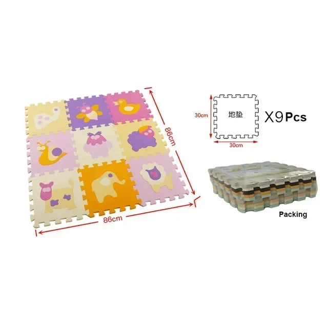Interlocking Floor Mat Puzzle 9Pcs Set For Children 30x30x1 Cm Eva Foam Baby Play Mat