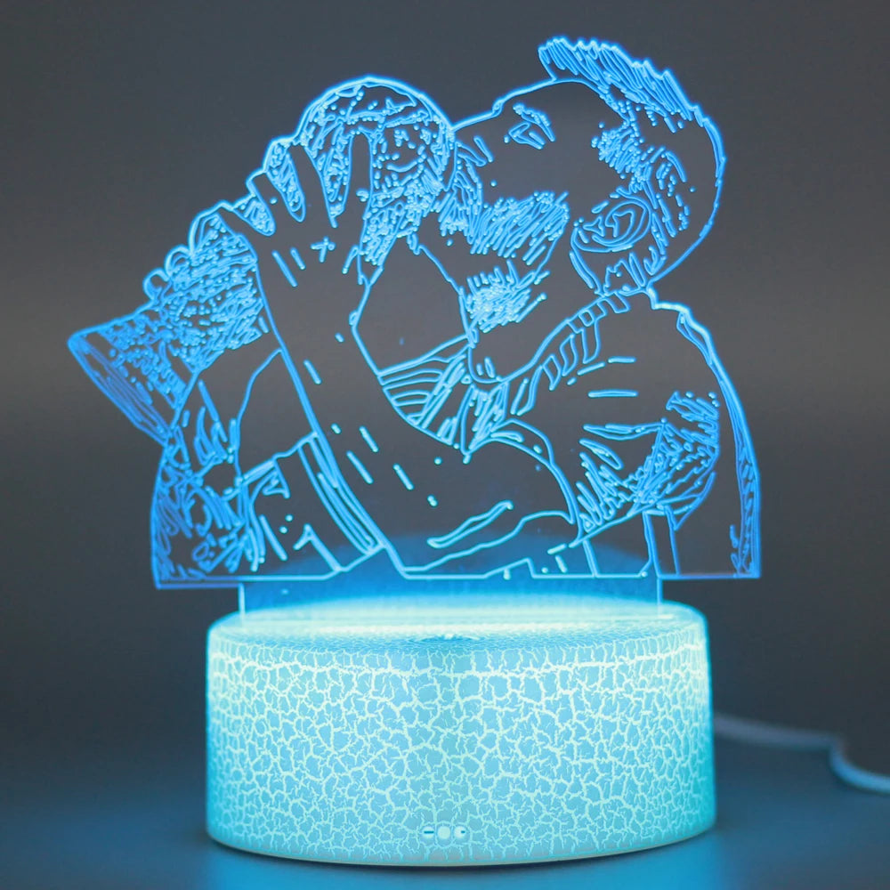 3D Illusion Night Light Messi 7 Color/16 Color Gradient Touch Switch LED Night Light Table Lamp (Crackle White)