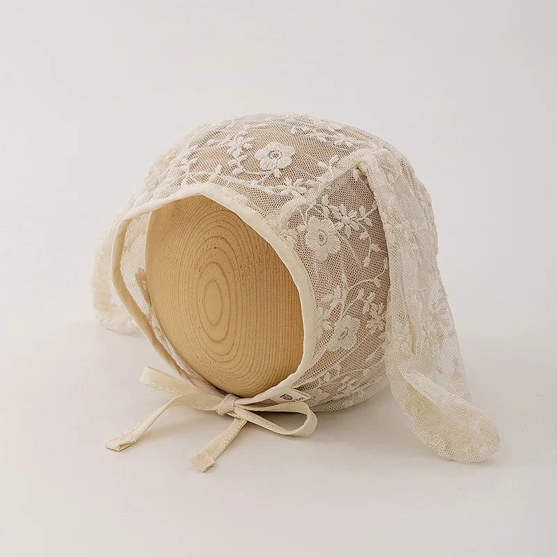 Baby Girl Lace Hat Newborn Photography Props Rabbit Bunny  Cap Baby Photo Studio Beanie Cap