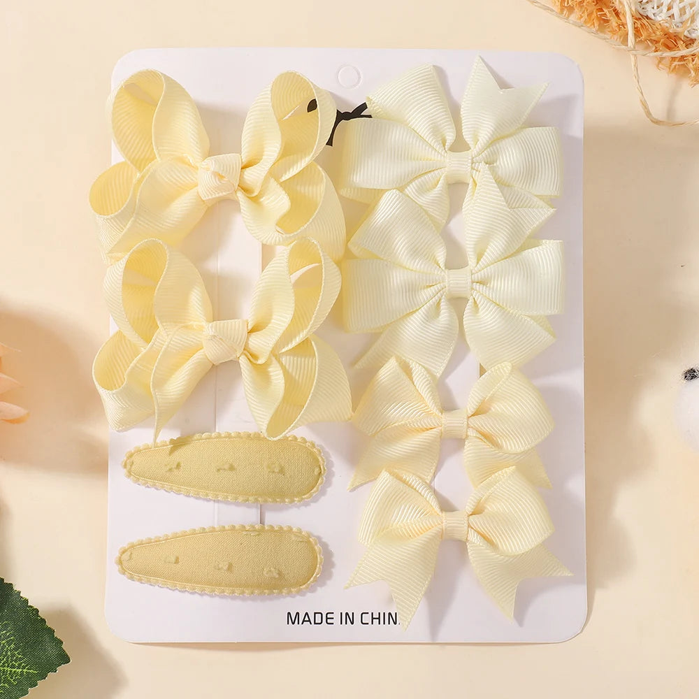 8Pcs Kids Bows Hair Clips Gift Set Including 4 Styles Webbing BB Head Clips For Girls