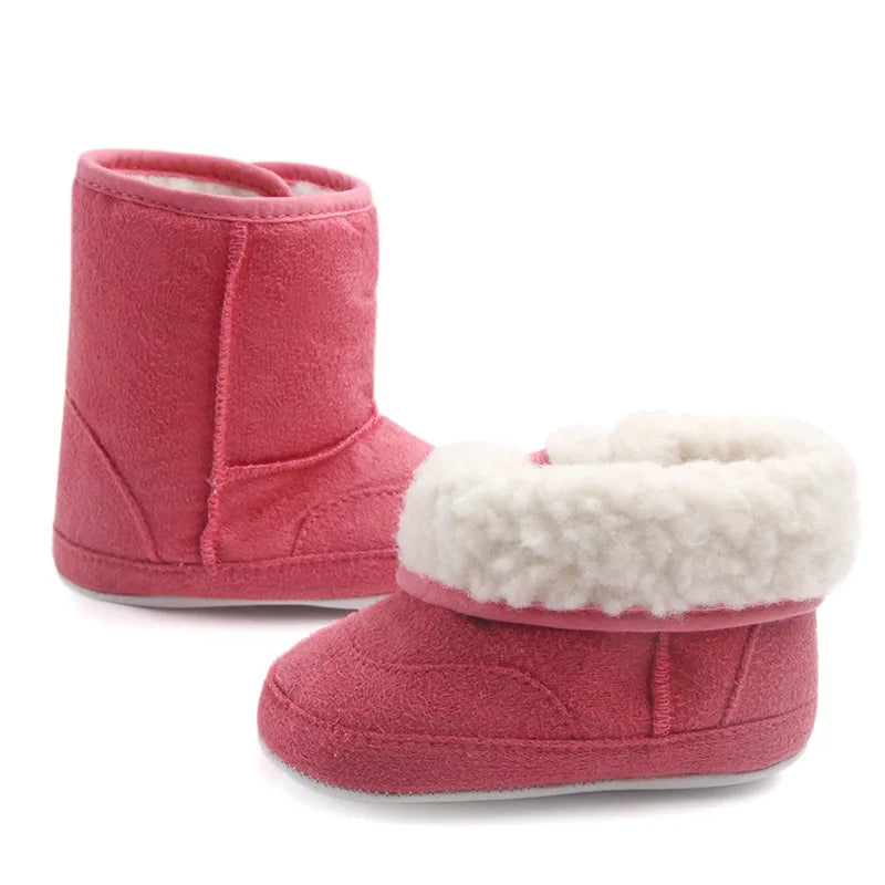 Baby Girl Boy Snow Booties Winter Solid Six Colors Warm Plush Soft Sole Non-slip High Quality Toddler Shoes First Walkers MJ0407