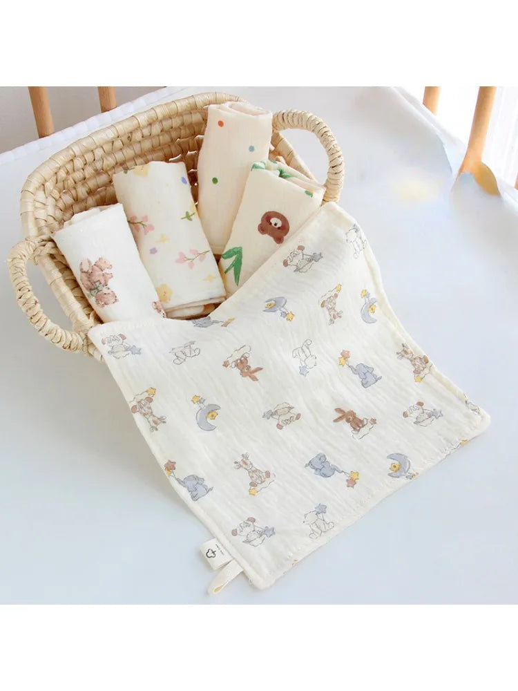 4 Layer Cotton Gauze Baby Face Towel Muslin Squares Baby Saliva Towel for Newborn Washcloth Handkerchief Absorbent Face Towel