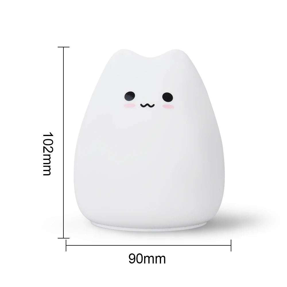 Cartoon Cat Led Night Light 4 Led Smd Rgb Touch Sensor 7 Colors for Children Battery Operated