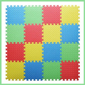 Tamiplay 0.4 Inch Thick Puzzle Mat 30x30 Cm EVA Foam Baby Play Mat 16 Pieces Red Yellow Blue Green