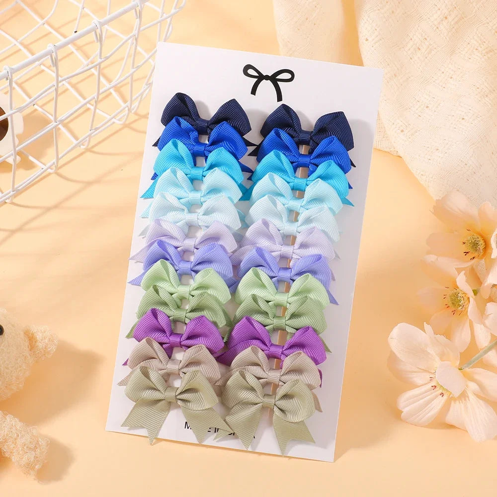 24Pcs 2-inch Hair Bows Clips for Girls Classic Ribbon Bowbot Pigtail Hairgrip Kids Hair Accessories Children's Headwear