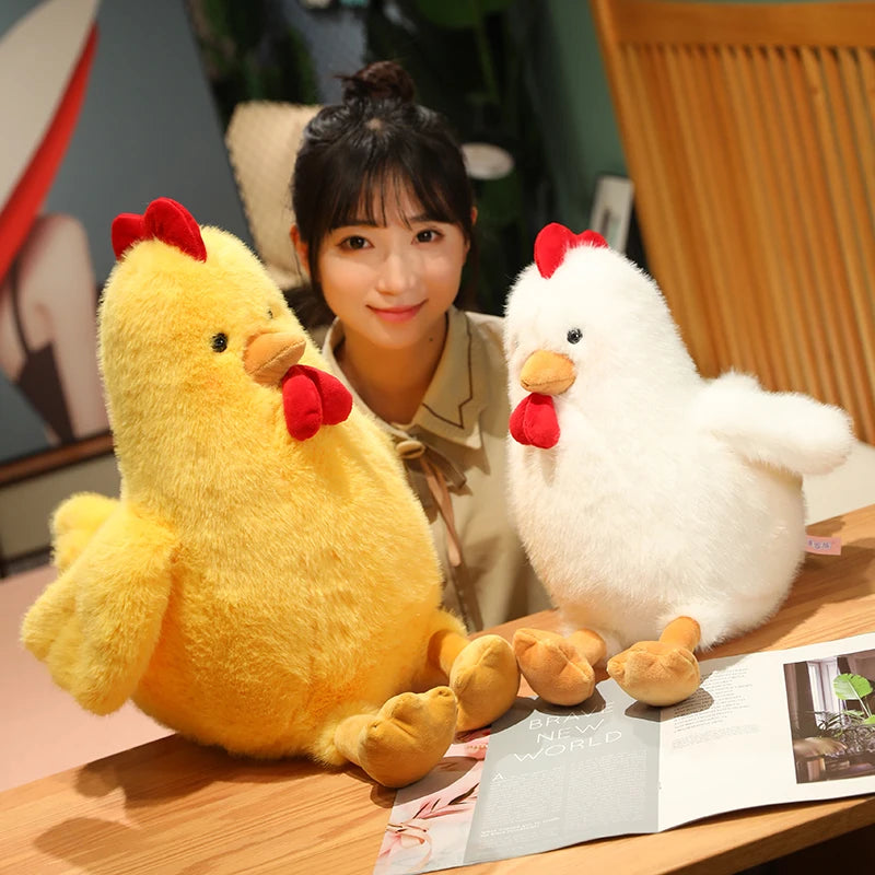 Hot Fluffy Chicken Plush Toys Cute Farmyard Animal White Yellow Chicken Plushies Funny Wet Chick Dolls Girl Boy Gift Home Decor