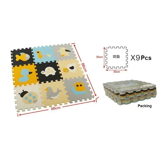 Interlocking Floor Mat Puzzle 9Pcs Set For Children 30x30x1 Cm Eva Foam Baby Play Mat