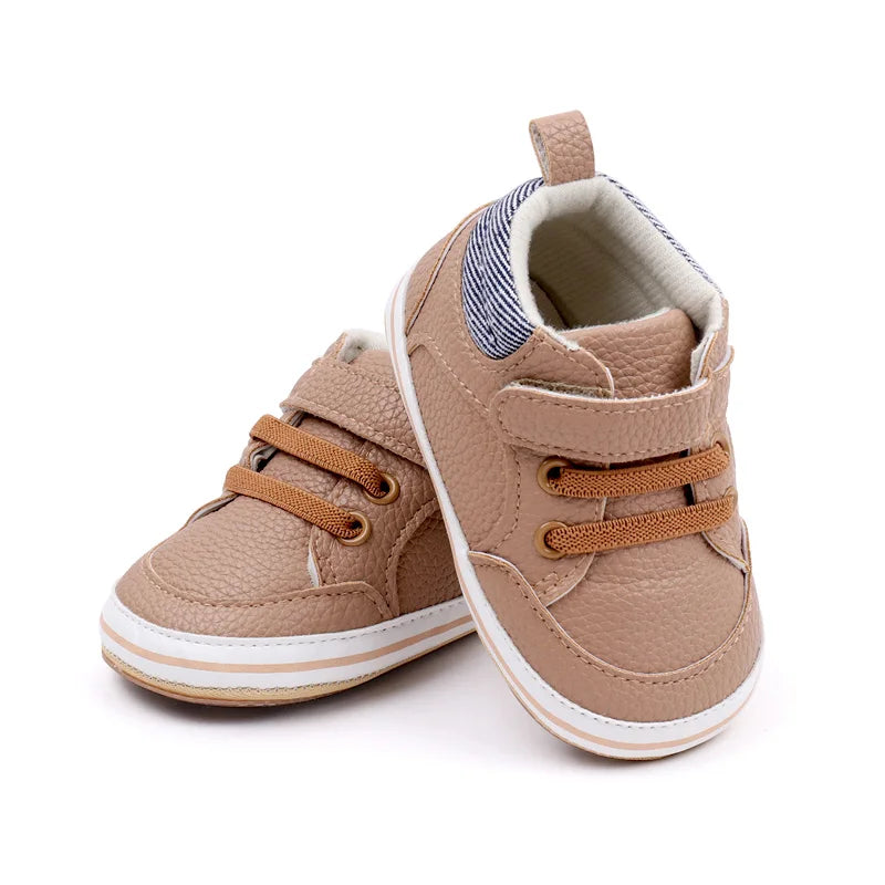 2025 Baby Sneaker Spring and Autumn Style High Quality PU and TPR Sole Newborn Toddler Prewalk Shoes Outdoor Water Proof BNB3093