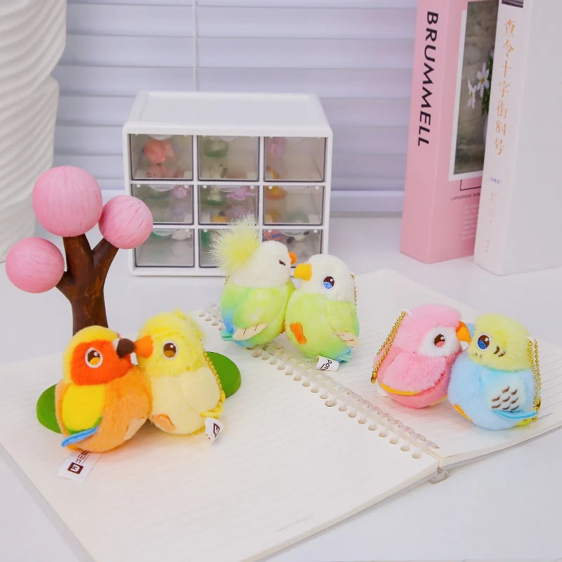 Kissing Couple Bird Plush Toys Stuffed Kissy Lovers Magnet Parrot Doll Bag Pendant Gifts for Couples Valentine's Day