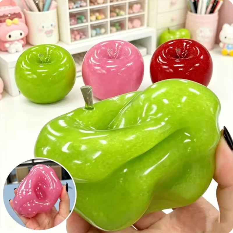 Apple Smoothie Squishy Ball Glitter Fruit Shaped Squeeze Stress Relief Sensory Fidget For Anxiety Release & Desktop Decor
