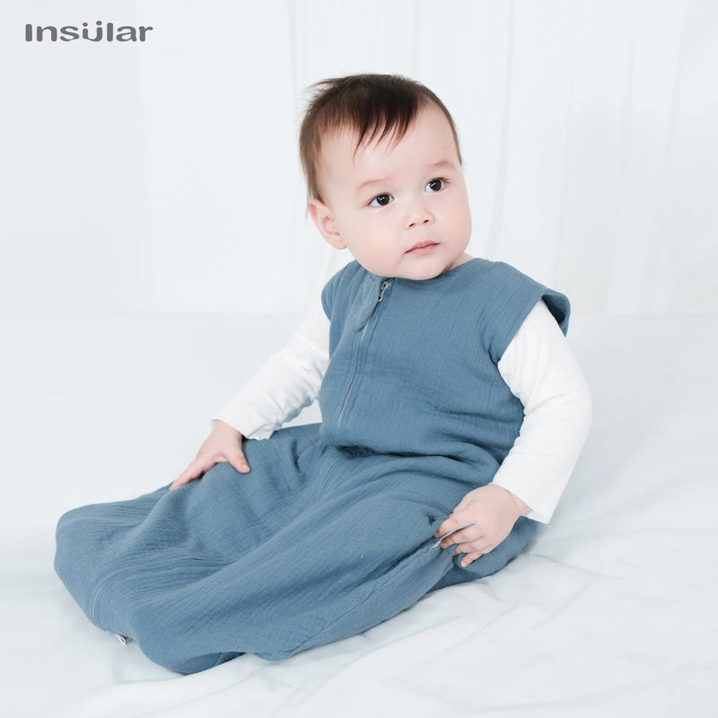 Baby Sleeping Bag Newborn Swaddle Sleeveless Sleep Sack Summer Thin Premium Muslin Cotton Soft 2-Ways Zipper Easy Diaper Changes