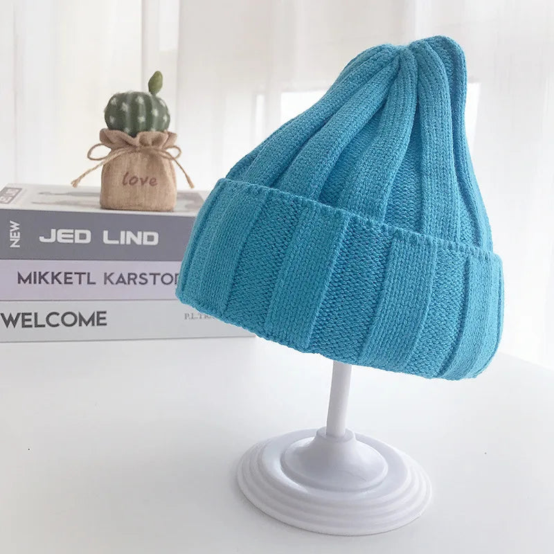 Winter Baby Knitted Hat for Girls Boys Infant Bonnet Toddler Cap Kids Beanie Candy Color Elastic Children Hats Accessories 1-5Y