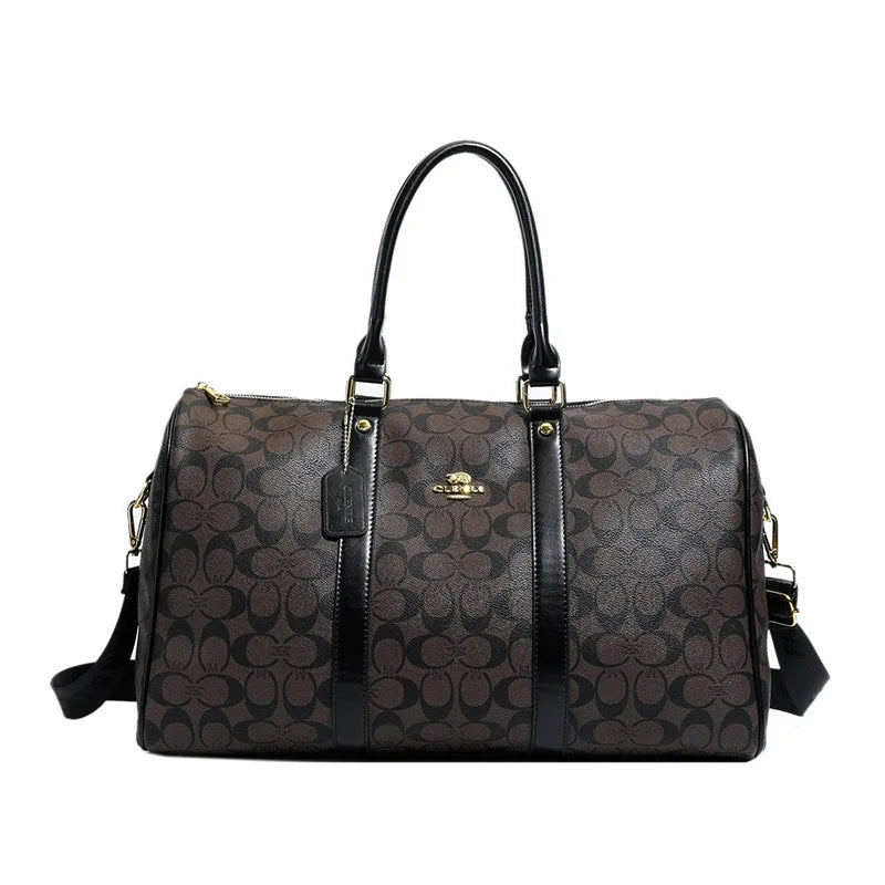 Monogram Travel Duffle Bag Classic Vintage Style Weekend Overnight Bag With Top Handles And Adjustable Strap