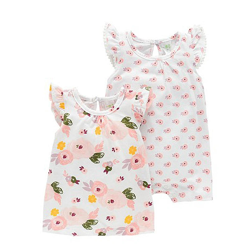 Cartoon Cute Newborn Girl Bodysuits Two Piece Sleeveless Set for Infants Comfort and Easy Diaper Changes