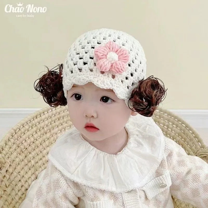 Solid Color Lace Turban Baby Hat Knitted Newborn Girls Hat Model Hn-001 Wholesale