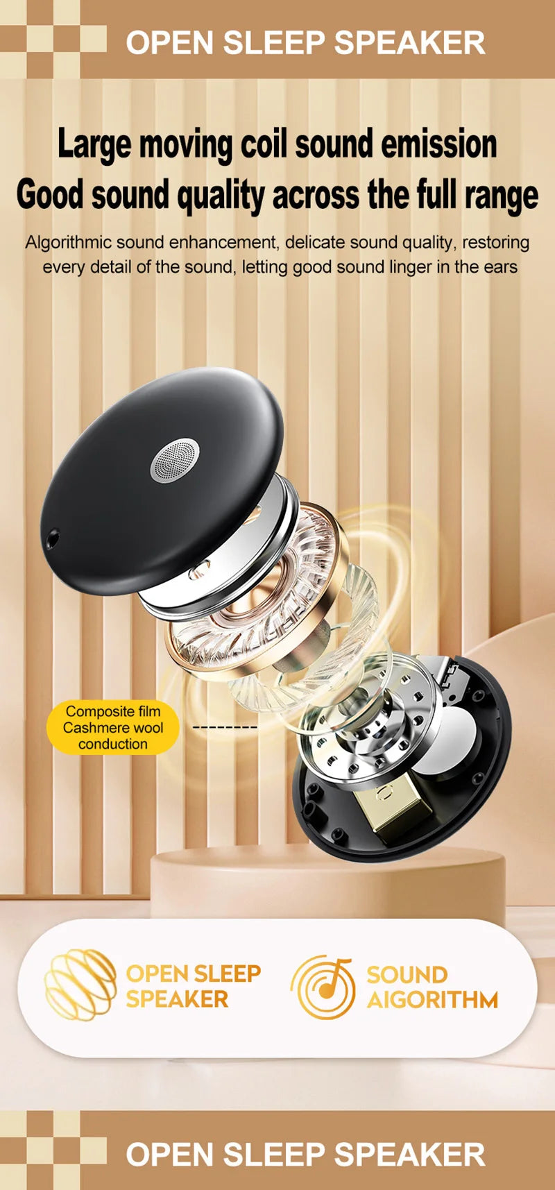 Lenovo Mini Portable Bedside Sleep Speaker With High-definition Sound Quality White Noise Intelligent Pillow Under Speaker