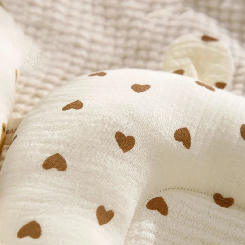 Baby Pillow Newborn Soft Breathable Pillows Cartoon Print Cute Bear Small Ear for Infant 0-24Months Pillow