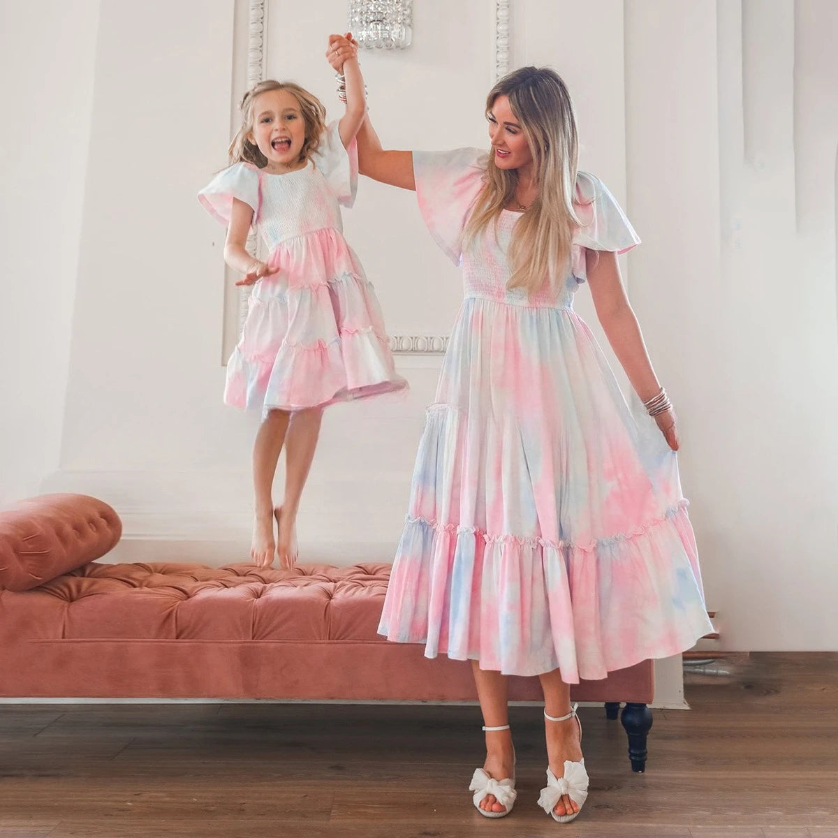 Bohemian Mother Daughter Dress Vestido Beach Children Dress Family Matching Outfits Women Clothing Casual Girls Dresses Summer