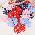 50Pcs Random 3inch flower bowknot hair rope for girls fresh printing head ties toddler cute ponytail hair band set