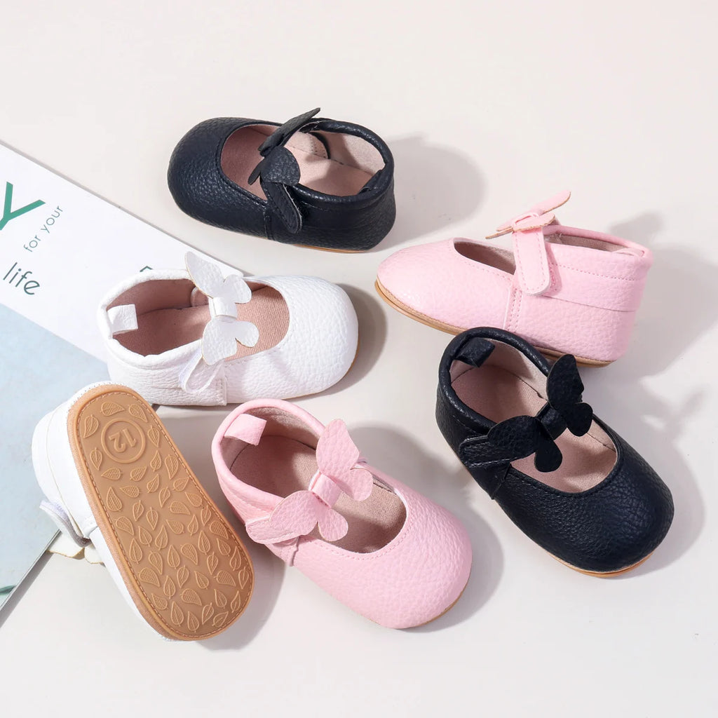 New Spring And Summer Baby Shoes Indoor Learning Shoes Butterfly Velcro Princess Shoes Anti-slip Baby Shoes