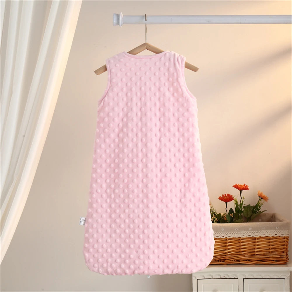 Baby Sleeping Bag 0-6m Autumn and Winter Vest-Style Bean Velvet Newborn Leg-Wrapped Sleeping Bag Anti-Kick Sleeveless Baby Sleeping Bag