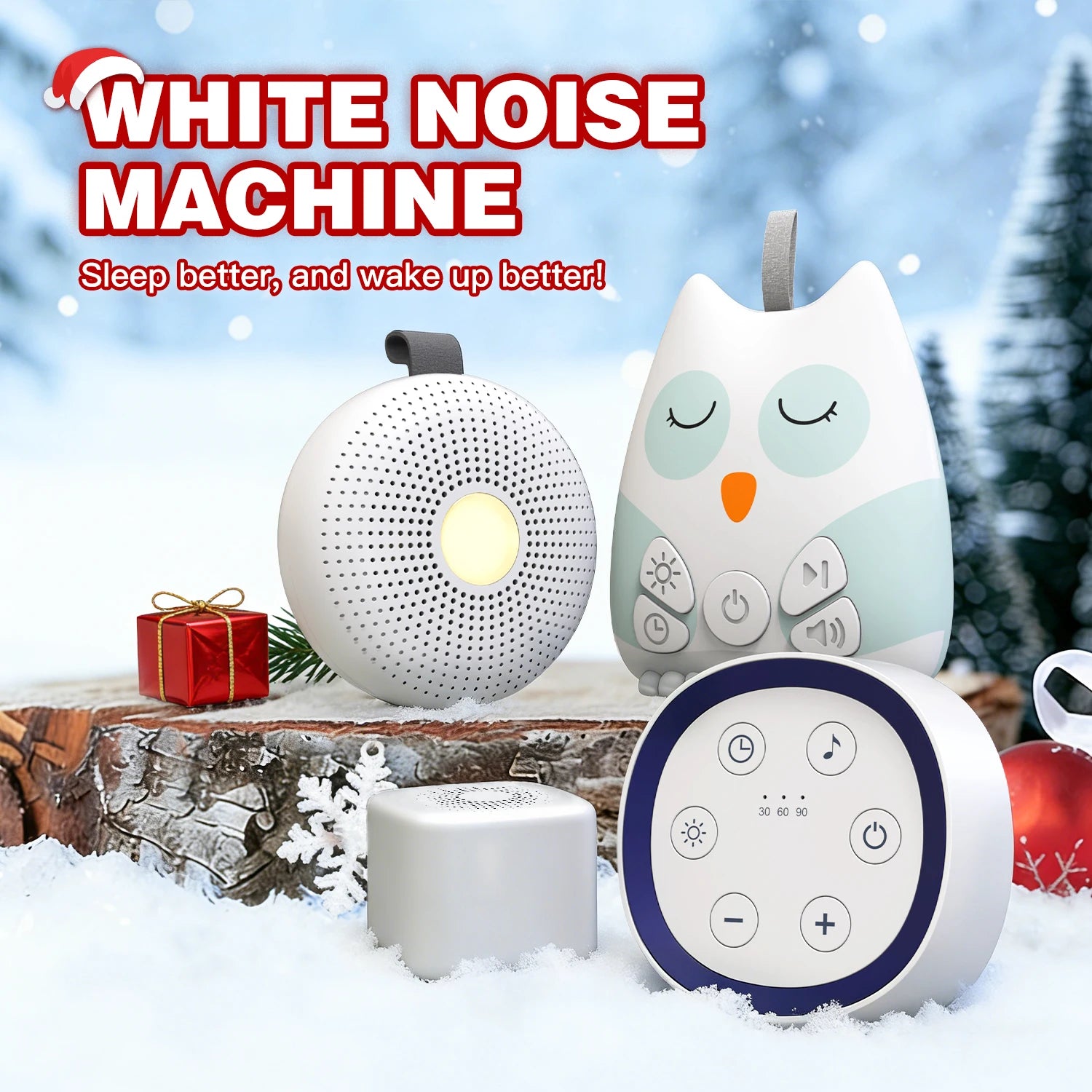 Portable Baby White Noise Machine with Night Light Soothing Sounds Timer Rechargeable Sleep Helper for Kids Adults Easter Gifts