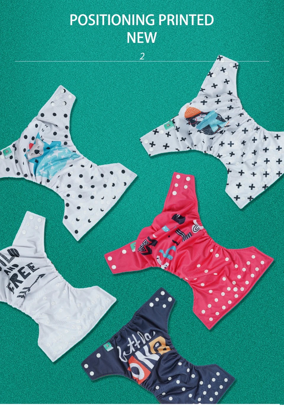 Digital Position Print Baby Cloth Diaper Waterproof Adjustable Washable One Size Baby Cloth Diaper For 3-15kg