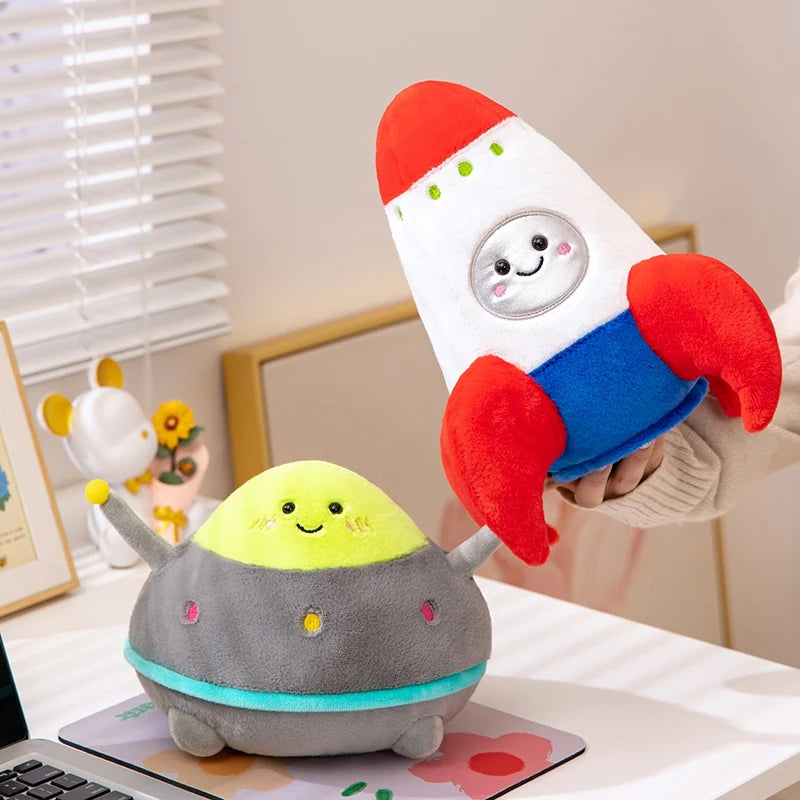 Hot 18/27cm Plush Rocket Toy Stuffed Spaceship Soft Throw Pillow for Kids Educational Birthday Gift Space Discovery Decor
