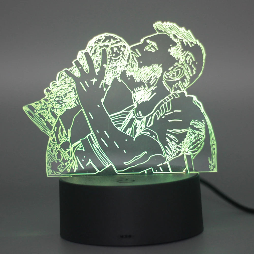 3D Illusion Night Light Messi 7 Color/16 Color Gradient Touch Switch LED Night Light Table Lamp (Crackle White)