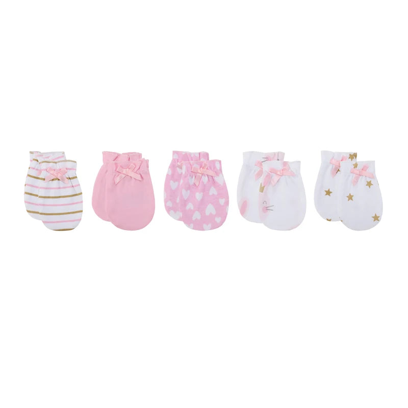Kiddiezoom Newborn Gloves 0-6M 4/5 Pairs 100 Percent Cotton Breathable Baby Mittens For Newborns