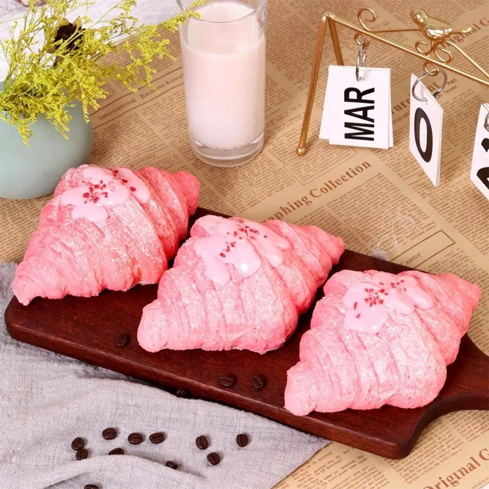 Realistic Croissant Squishy Slow Rising Toy Soft Simulation Food Bread Stress Relief Squeeze Toy Photo Props