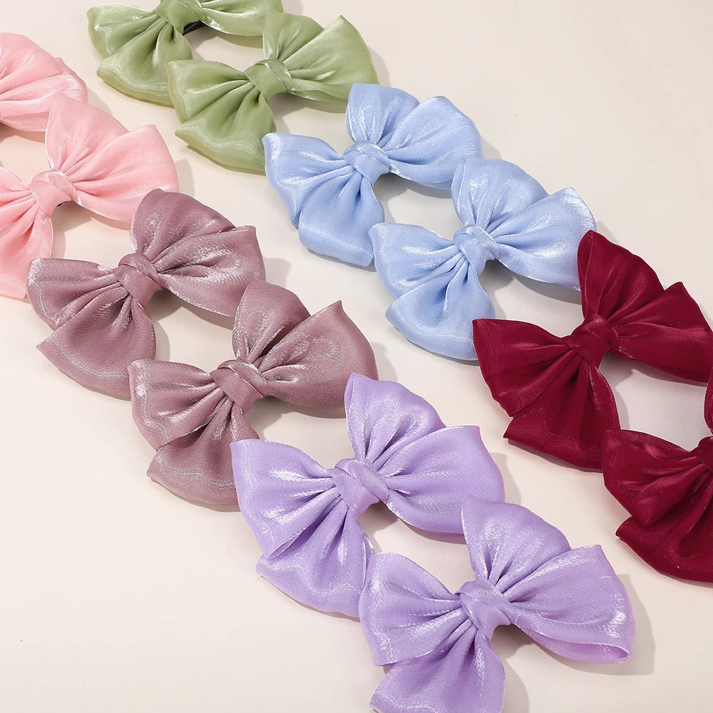 2Pcs/lot Big Bows Chiffon Hair Clips Cheer Bowknot Hairpin Children Headdress Fashion Girls Hair Accessories