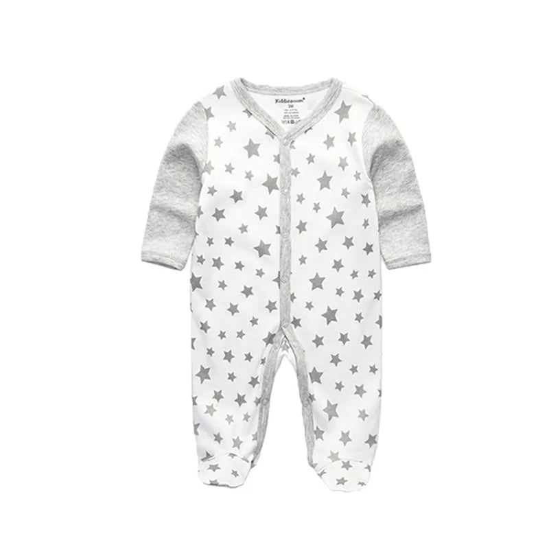 Kiddiezoom Fashion Classic Unisex long Sleeve Causal Baby Boy Girl Rompers Soft 100%Cotton Newborn Clothing