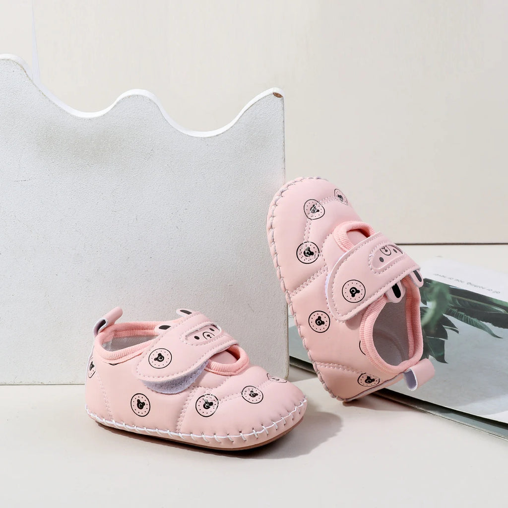 Spring And Autumn Baby Boy's And Girl's First Walking Toddler Shoes 0-18 Months Baby Unisex Sneaker Hook-loop Design
