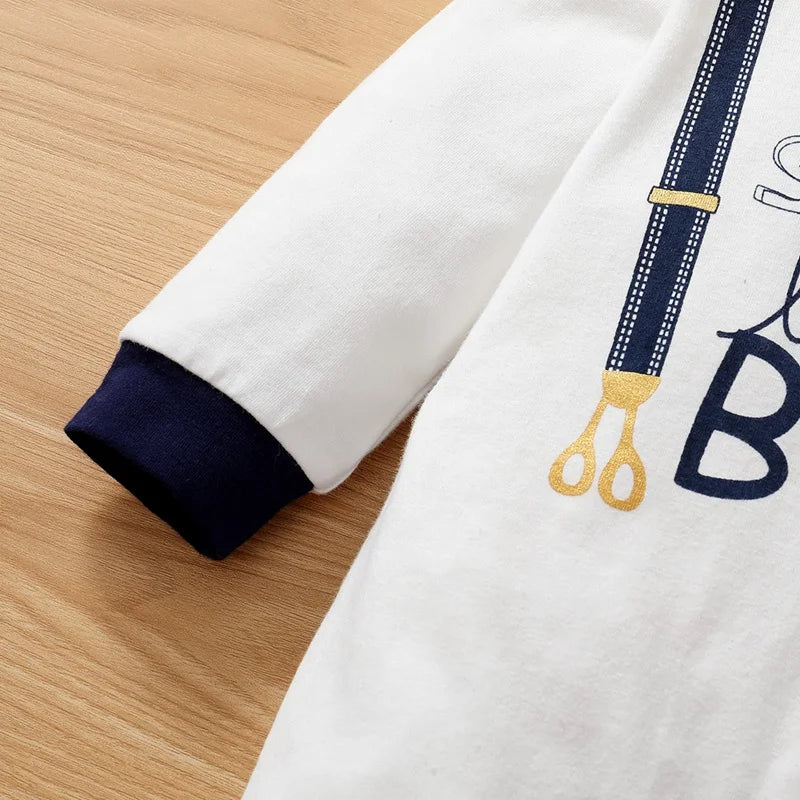 Baby Boy Jumpsuit Letter Printed Small gentleman Long sleeved Jumpsuit for Newborns Baby Boy 0-18 Months in Spring and Autumn