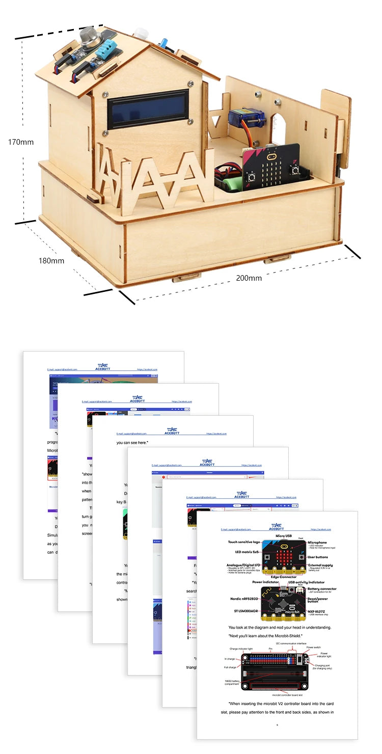 ACEBOTT Learning Kit Microbit Smart Home Automation Projects STEM Education Wooden House makecode