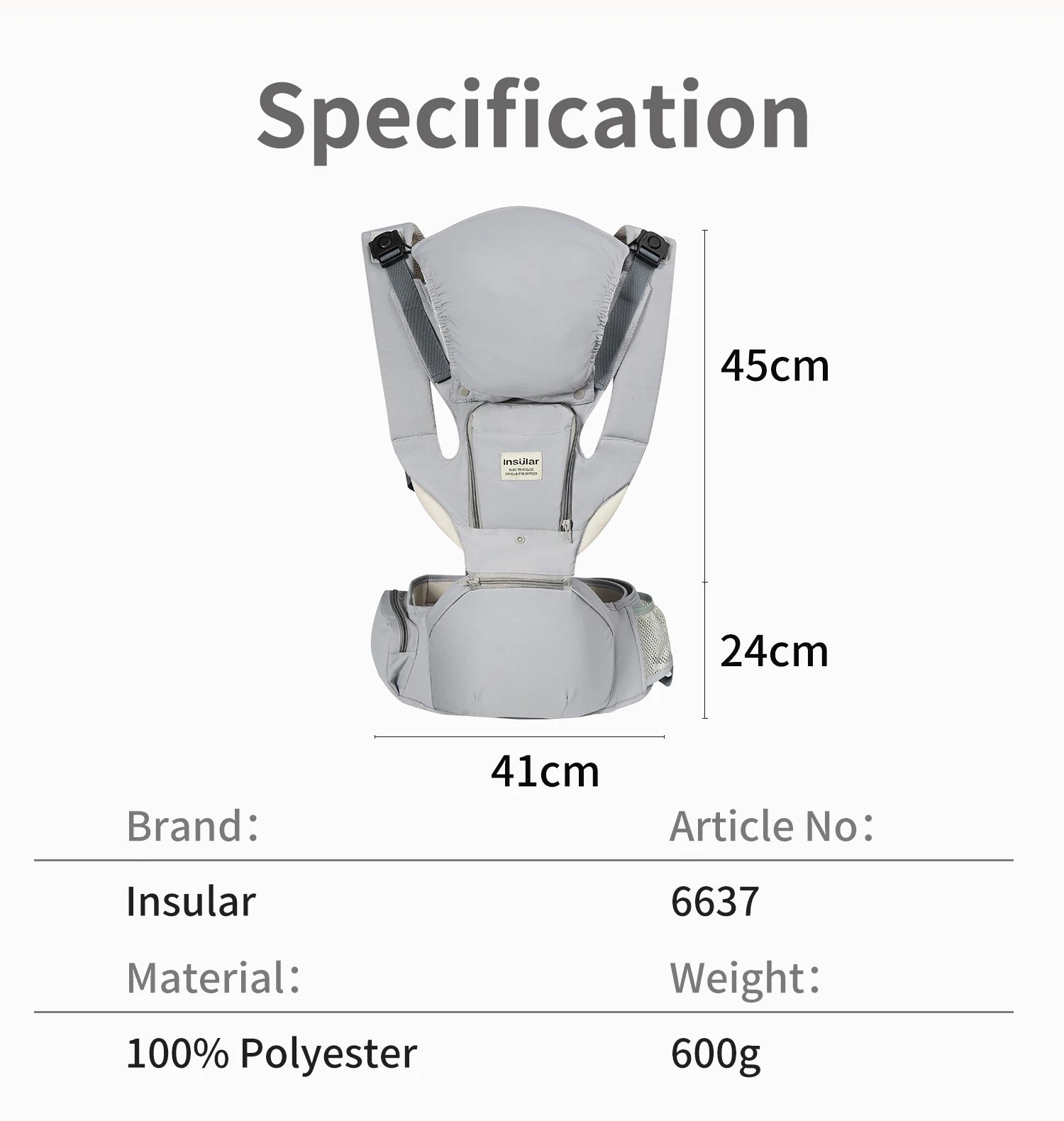 INSULAR Baby Carrier Breathable Child Waist Stool With Hip Seat Waist Stool Front Hold Portable Multi-functional 0-2Y